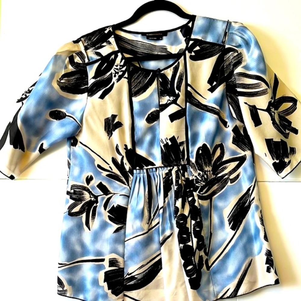 BCBGMaxAzria Floral Abstract Print Blouse, XS